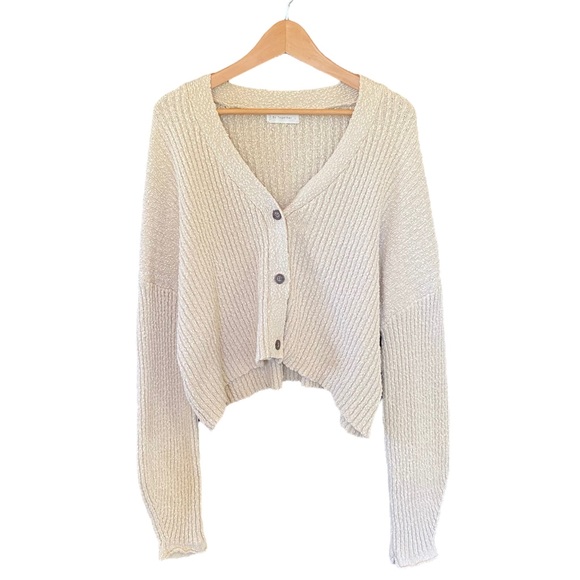 By Together Sweaters - By Together 100% Cotton Sweater Women’s Size Large Knit Tan Cardigan Button Down